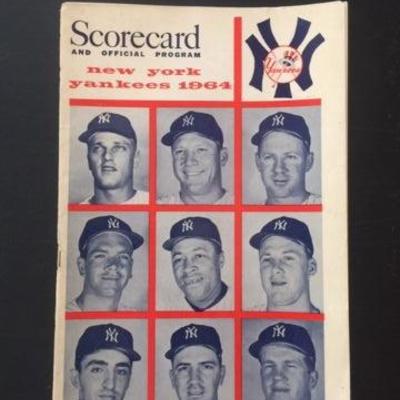 1964 New York Yankees vs A's Scorecard Program. Micky Mantle, Roger Maris. Estate sale price: $32