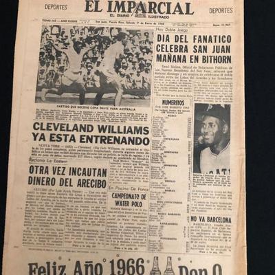 Newspaper (El Imparcial) article, on January 1st, 1966,  that Roberto Clemente is not feeling well so he will not play the rest of the...