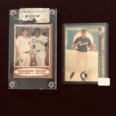 [left] Managers' Dream (Mickey Mantle/Willie Mays) - 1962 Topps @ $95
[right] 1993 Classic Images - Sudden Impact #SI 4 - Alex Rodriguez...