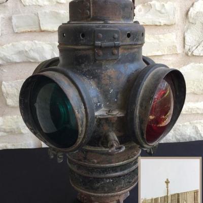4 Way Railroad Switch Signal Lantern. Picture of the actual signal lantern is in the photo (lower right hand corner). It was used next to...