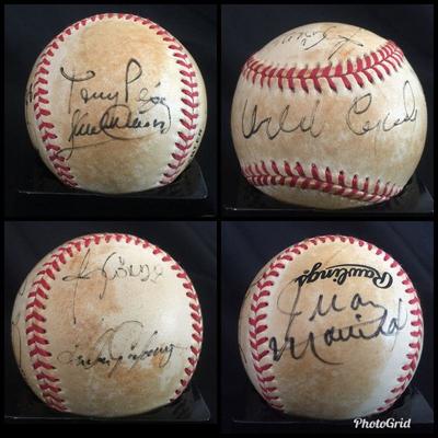 A rare find. A signed Baseball by three (3) Hall of Famers: Juan Marichal, Orlando Cepeda and Tany Perez. Estate sale price: $425