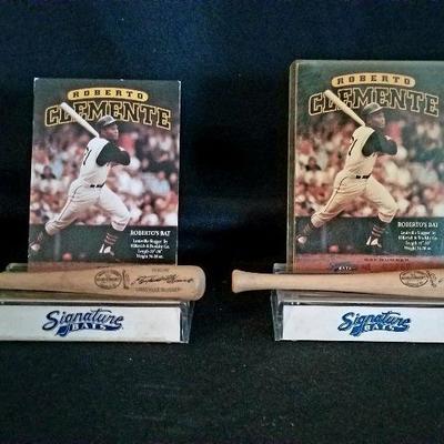 Two (2) Roberto Clemente Signature Miniature Bat. Limited series. 2,866 of 10,000 and 2,867 of 10,000. Estate sale each: $50 each set.