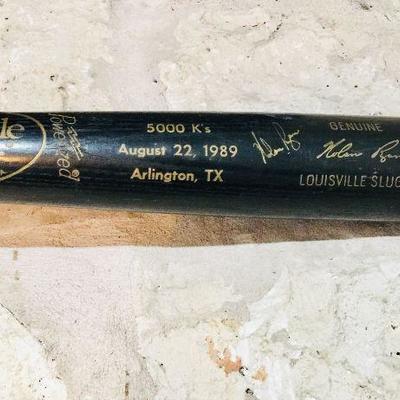 Rare (very hard to find) 1989 Louisville Slugger black bat commemorating Nola Ryan's 5000 K's (strikeouts). Nolan Ryan 5000 K's, August...