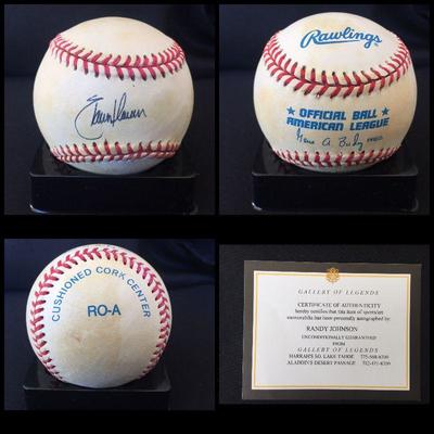 Signed and certified baseball by RANDY JOHNSON (HOF). It also comes with an acrylic case. Estate sale price: $250