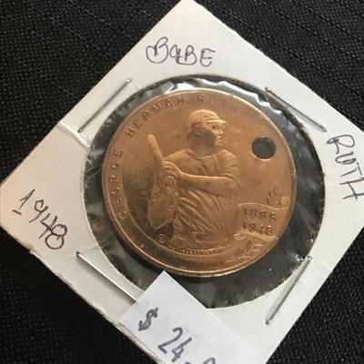 Vintage George Herman Ruth 1895-1948 Commemorative coin. Estate sale price: $24