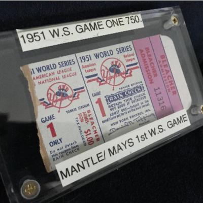Encased 1951 World Series Game One Ticket. Estate Sale Price: $249 (originally purchased for $500)
This is the first game that Willie...
