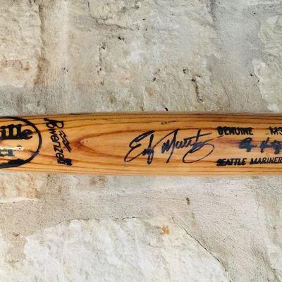 Edgar Martinez (HOF 2019) game day bat with his signature in black sharpie. Estate sale price: $395