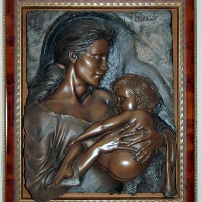 "Devotion" by Bill Mack Devotion. Hand signed, bronze and bonded. (Framed size; 42 1/2â€ X 36â€) Estate sale price: $7,495....