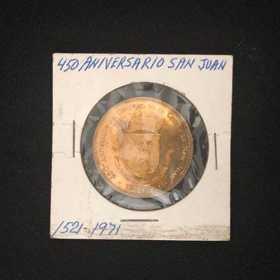 450 Aniversario San Juan de Puerto Rico. 1521-1971. Rare. Estate sale price: $50