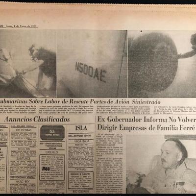 January 8, 1973. El Mundo newspaper. Rescue mission photos and article. Estate sale price: $75