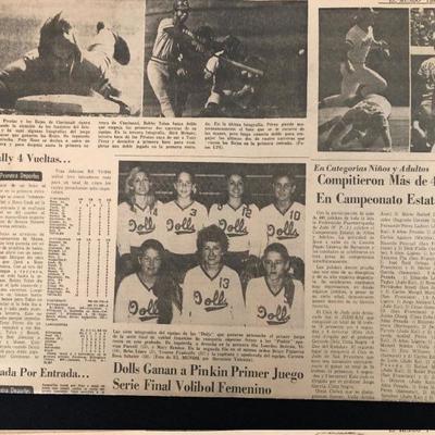 Sports section of El Mundo (October 9, 1972), you can see a picture of kids around Clemente before a game, with a caption below it....