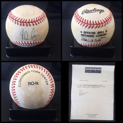Signed and certified baseball by NOLAN RYAN (HOF). It also comes with an acrylic case. Estate sale price: $150