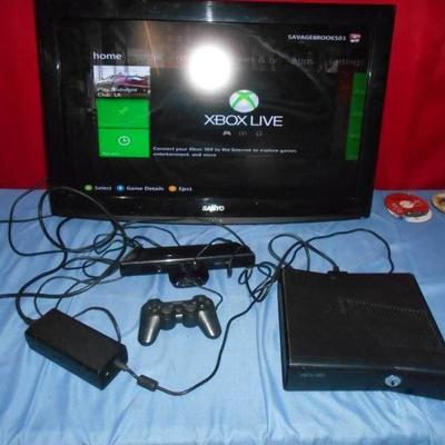 Xbox 360, Cords, Kinect and Controller