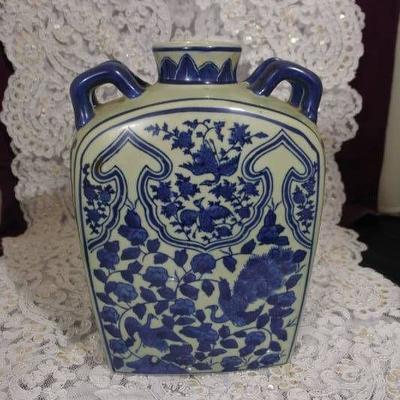 Japanese Blue and White Ceramic Vase