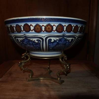 Japanese Blue and White Ceramic Serving Dish with ...