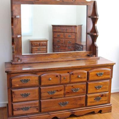 dresser with mirror that matches tall chest and small chests