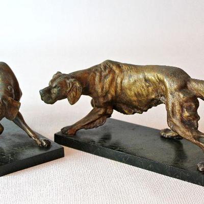cast brass hunting dogs bookends 