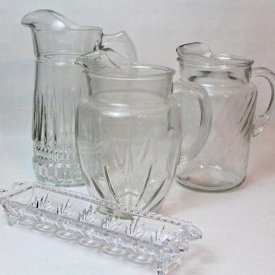 glass pitchers and other serving pieces