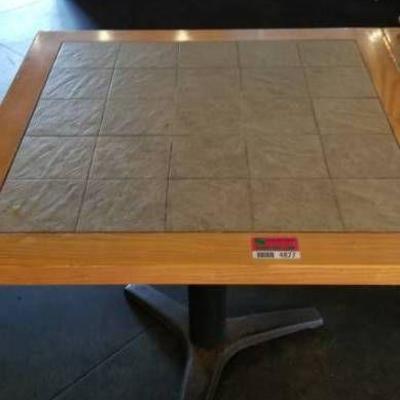 Tile Top Table With Single Metal Base