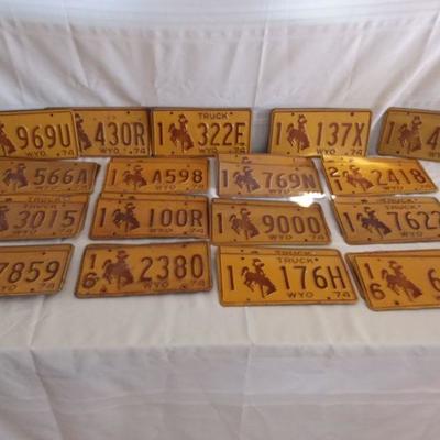 1974 Wyoming License Plates
