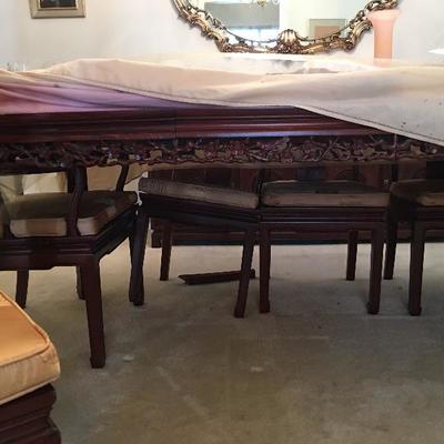 Carved Rosewood dining room table and chairs