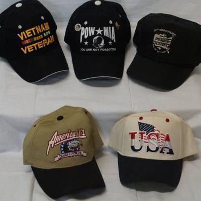 Lot of 5 Men's Hats ~ POW, Vietnam, Veterans...