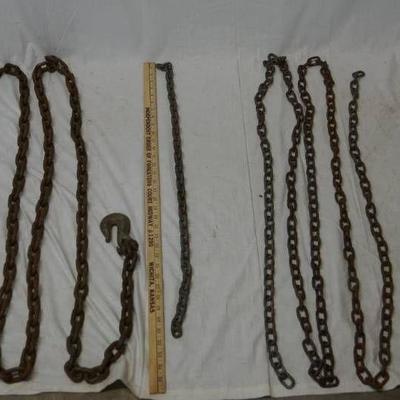 3 Heavy Duty Chains, Multiple Lengths 1 With Hoo ...