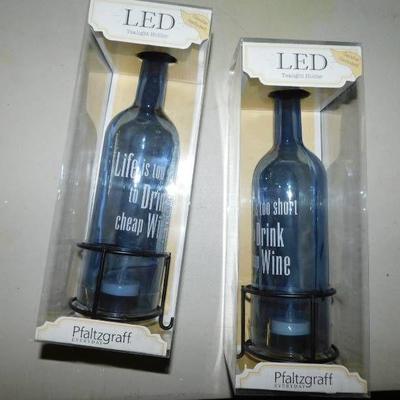 Lot of 2 Pfaltzgraff LED Tea Light Holder Bottles