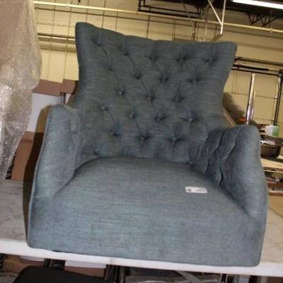 Wing Button Grey Upholstered Chair