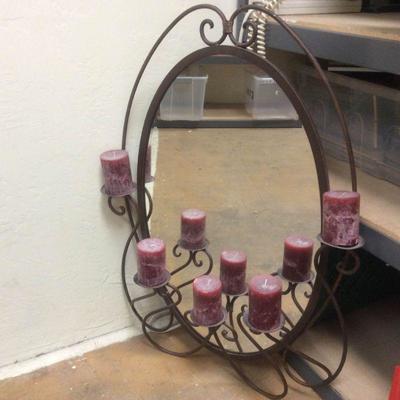 Wrought Iron Mirror with Candle Holders