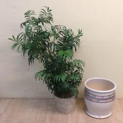 Faux Plant and Ceramic Pot