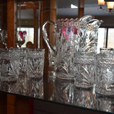 Glass Pitcher and Tumblers