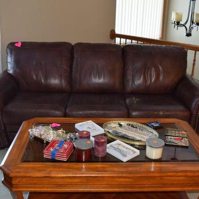 Leather Sofa, Coffee Table, Home Decor, Jewelry