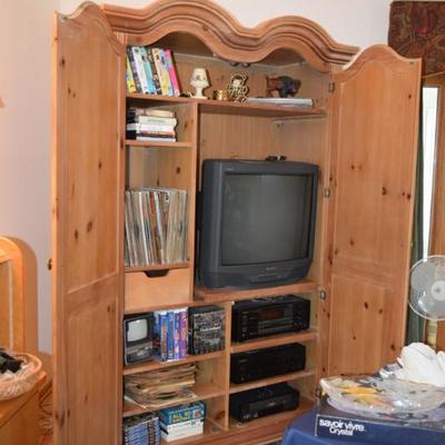 Large Entertainment Cabinet, Home Decor, Stereo Equipment, Various Electronics