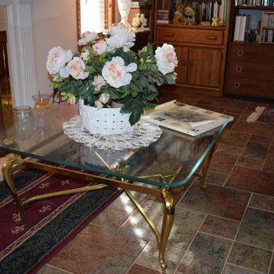 Glass Table & Floral Arrangement