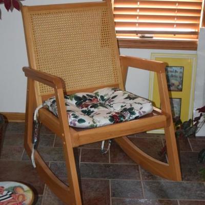 Rocking Chair with Pillow, Small Foot Stool