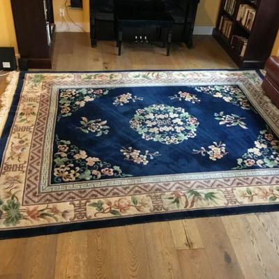 Wool Oriental Area Rug (Approx Size (7ft 10in x 10ft 2in) Has some moth issues.