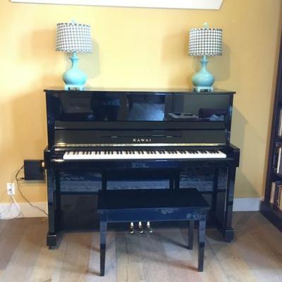 Kawai Piano and Bench, Model CX-21D (Ebony Lacquer Finish)