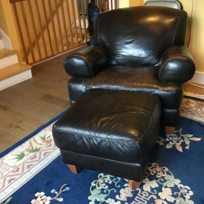 Oversized Leather Chair and Ottoman