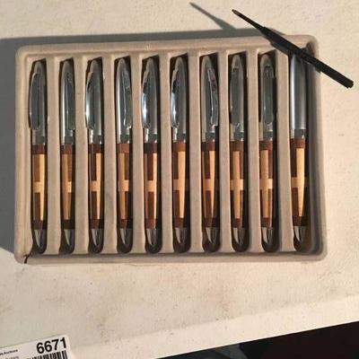 10 Carved Wood Ball Point Pens - 1 Refill