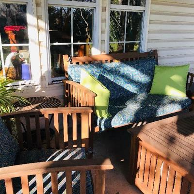 Outdoor teak furniture 
Sofa $60
chairs $30 each
Table $40