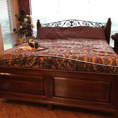 King size bed. Headboard, foot board, box spring and mattress. $275