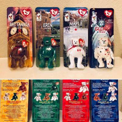 1999 Ty McDONALDS Mini Beanie Baby International Bears (Complete Set of 4) Retired Set of 4 @ $20. We have 5 sets of 4.