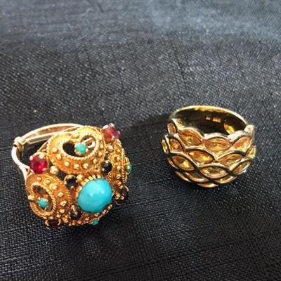 Left: 18K ring with turquoise, rubies & sapphires.  $450
Right: Silver with citrines  $45
