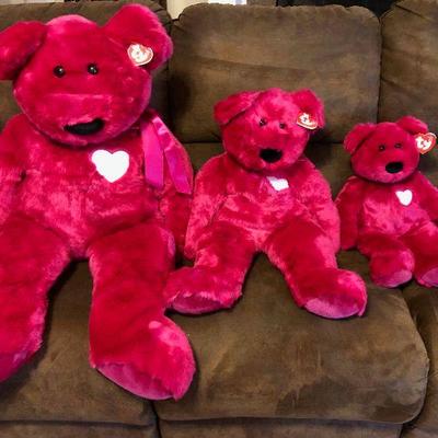 TY Beanie Baby VALENTINA. 42-inch, 28-inch and 20-inch. $75, $13 and $15. 