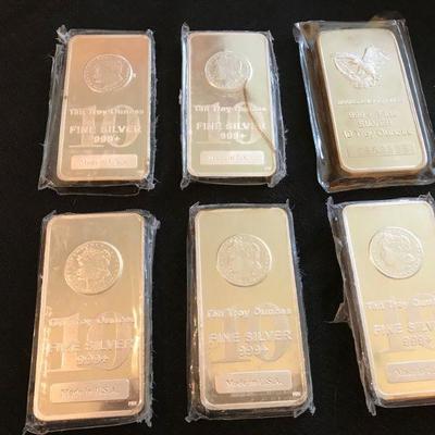 Six (6)  10 Troy ounce silver bars @ $175 each - ONLY TWO LEFT!