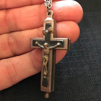 Cross trinket pendant and chain from Jerusalem. 