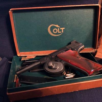 Colt Sport Woodsman 2nd Series (mfg. 1955-1977) .22 LR Semiautomatic with 4.5 inch barrel. Very good condition in box $995