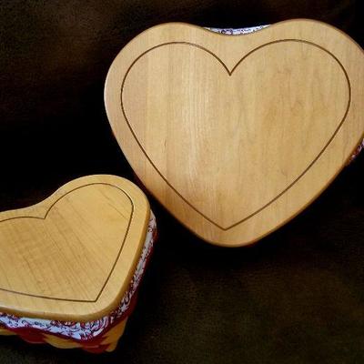 Longaberger heart shape baskets with wooden lids. $18 and $12