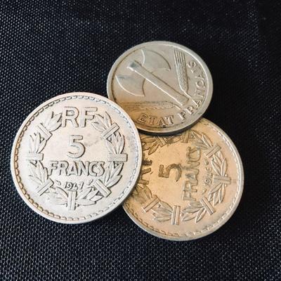 1946 France 5 Francs @ $9
1947 France 5 Francs @ $9
1943 France 3 Francs @ $25